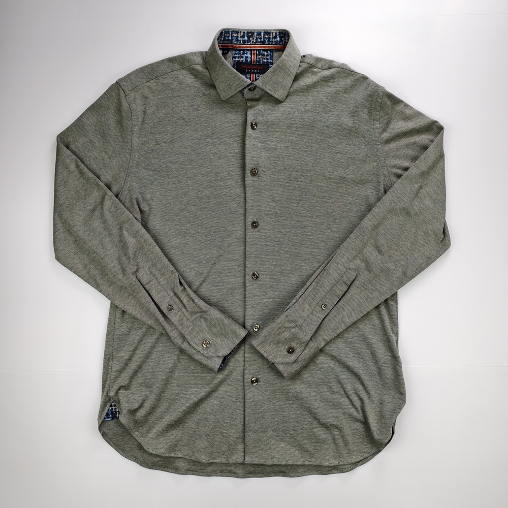 Men’s XXXX Sport Button-Up Shirt Casual Smart Gray Long Sleeve M Modern Europe